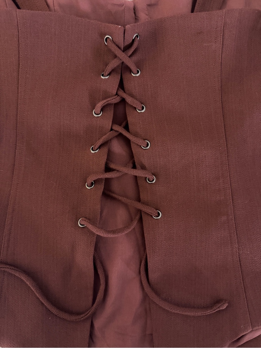 NWT Reformation Alisa Lace Up Top - Bordeaux Burgundy - Picture 8 of 14
